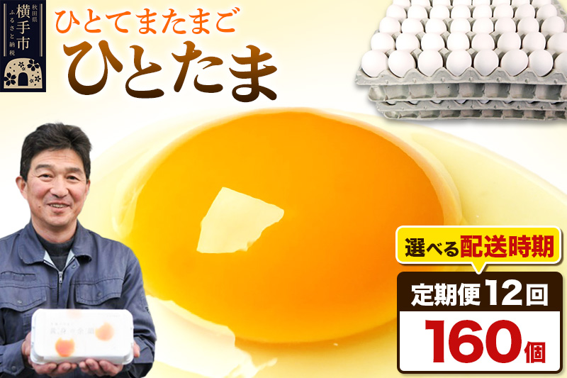 【常温発送】《定期便12ヶ月》ひとたま 160個（業務用）【発送時期が選べる】東海林養鶏場 ひとたま 卵 玉子 たまご タマゴ 12か月 12ヵ月 12カ月 12ケ月 開始時期選べる