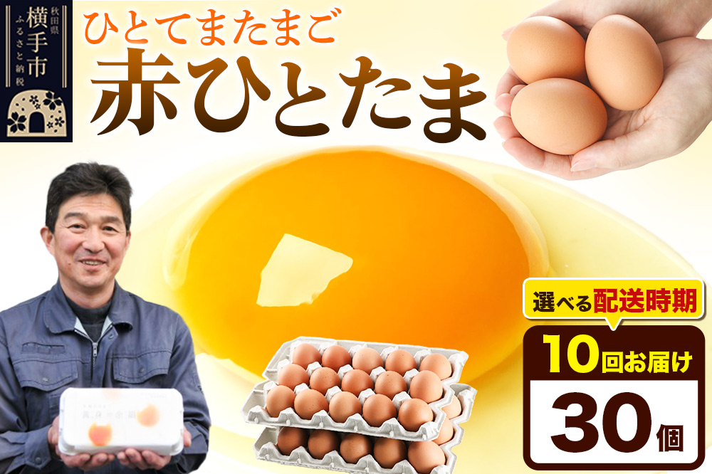 【常温発送】《定期便10ヶ月》赤ひとたま 30個（業務用）【発送時期が選べる】東海林養鶏場 赤ひとたま 卵 玉子 たまご タマゴ 10か月 10ヵ月 10カ月 10ケ月 開始時期選べる