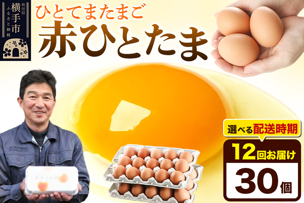 【常温発送】《定期便12ヶ月》赤ひとたま 30個（業務用）【発送時期が選べる】東海林養鶏場 赤ひとたま 卵 玉子 たまご タマゴ 12か月 12ヵ月 12カ月 12ケ月 開始時期選べる