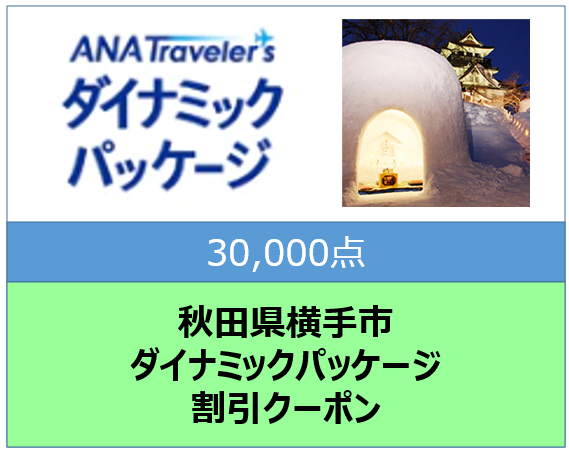 秋田県横手市ANAトラベラーズダイナミックパッケージ割引クーポン30,000点分