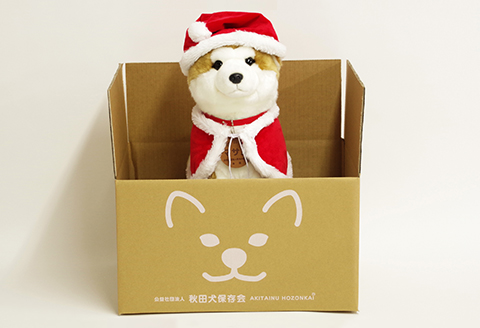 180P7301 【サンタver】秋田犬マサルぬいぐるみ座りLサイズ