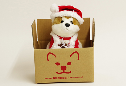 80P7310 【サンタver】秋田犬マサルぬいぐるみ座りMサイズ