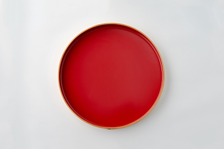 80P6007 【大館曲げわっぱ】丸盆(尺)内朱