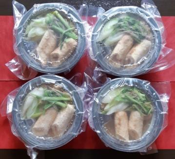 75P1254 【割烹美さわ】6種の具材が揃ったレンチンきりたんぽ鍋4パック【月曜･火曜 配送指定不可】