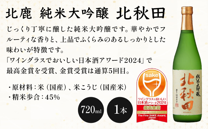 北秋田大吟醸・純米大吟醸720mlとぐいのみ2個セット　175P4002