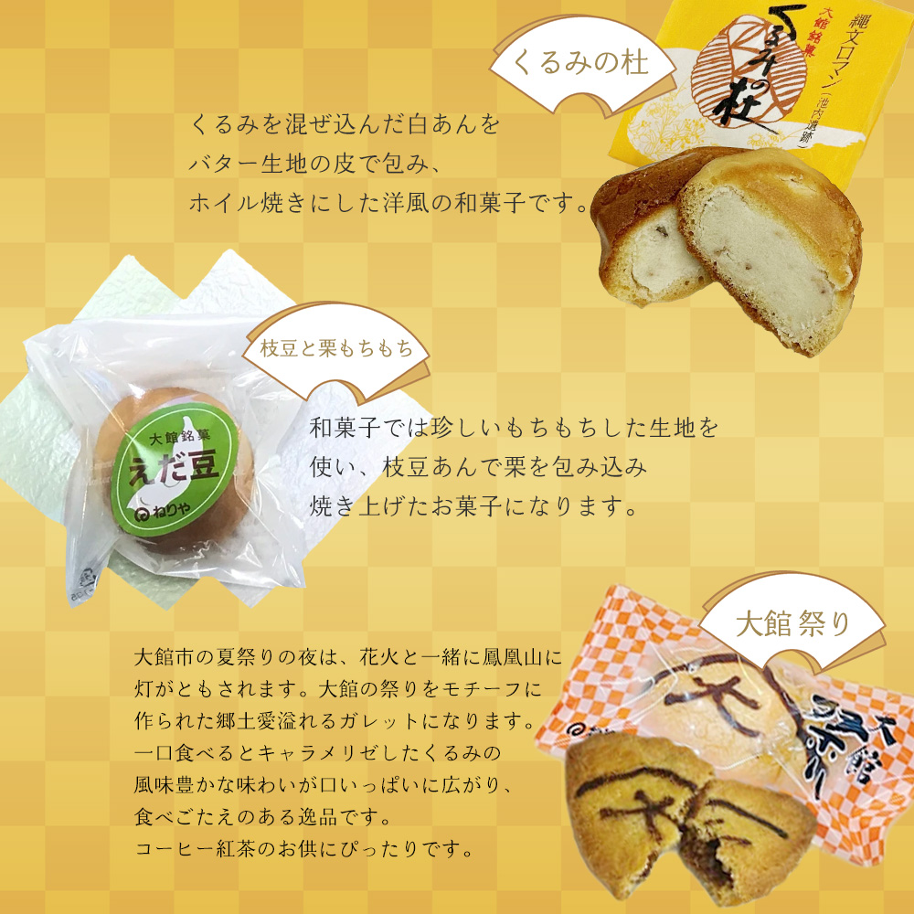 煉屋バナナ入り！大館銘菓5種詰合せ15個入　60P5612