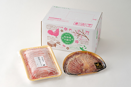 おすすめセット～その壱～（大館北秋田産豚すきしゃぶ肉＆比内地鶏しゃぶ肉）　75P2153