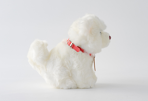 65P7305 秋田犬白毛(鼻ピンク)ぬいぐるみ　座りＭサイズ