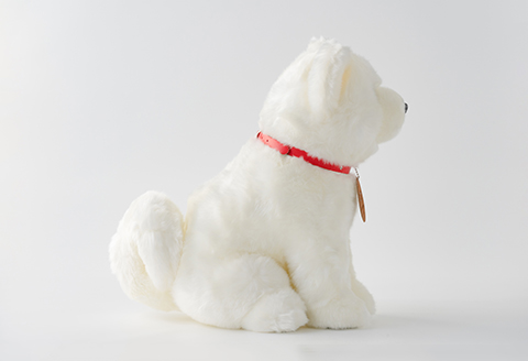 165P7304 秋田犬白毛(鼻黒)ぬいぐるみ　座りＬサイズ