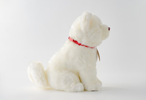 165P7305 秋田犬白毛(鼻ピンク)ぬいぐるみ　座りＬサイズ