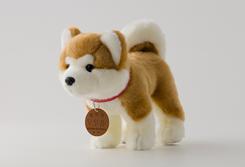 105P7303 秋田犬マサル　ハンドパペット＆ぬいぐるみ　立ちＭサイズセット