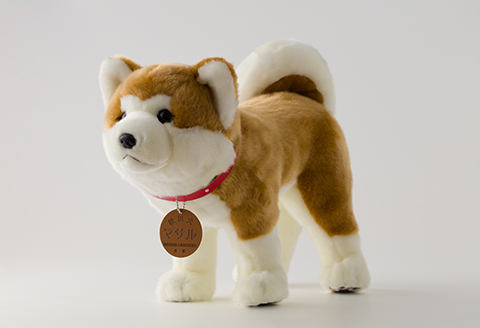 205P7302 秋田犬マサル　ハンドパペット＆ぬいぐるみ　立ちＬサイズセット
