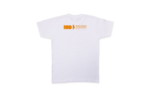 HACHI100オリジナルロゴTシャツホワイトS（HACHI100オリジナルコットン巾着サービス)　45P103003【(一社)秋田犬ツーリズム】