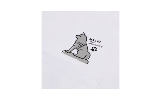 HACHI100オリジナルハチ公像TシャツL（HACHI100オリジナルコットン巾着サービス)　40P7603【(一社)秋田犬ツーリズム】