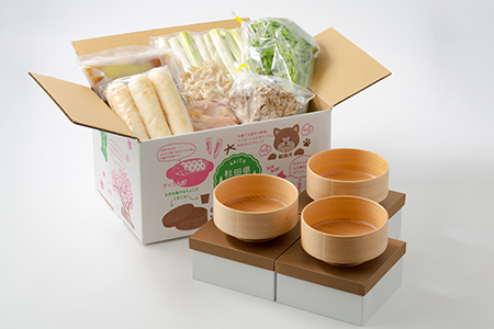 500P1501 元祖むらさきのきりたんぽ鍋セット＆曲げわっぱどんぶり3個セット