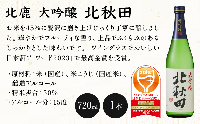 北秋田大吟醸・純米大吟醸720mlとぐいのみ2個セット　175P4002
