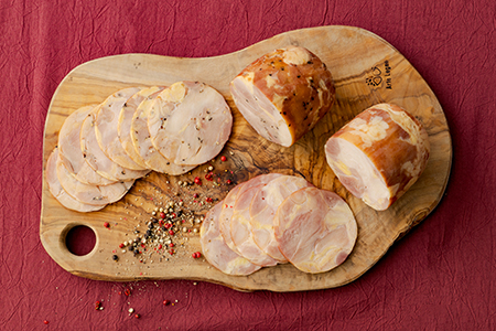 165P2803 比内地鶏無添加ブロックハム500g2本セット(杉箱入り)