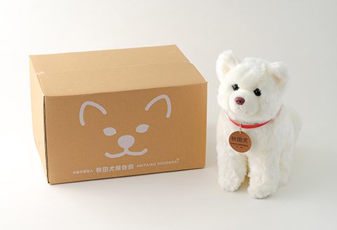 165P7305 秋田犬白毛(鼻ピンク)ぬいぐるみ　座りＬサイズ