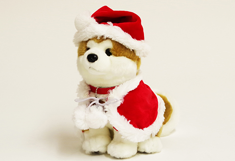 80P7310 【サンタver】秋田犬マサルぬいぐるみ座りMサイズ