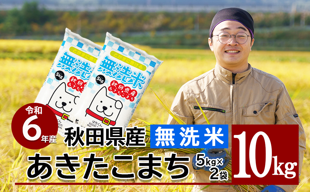 令和6年産】秋田県産「あきたこまち（無洗米）」 10kg（5kg×2袋）