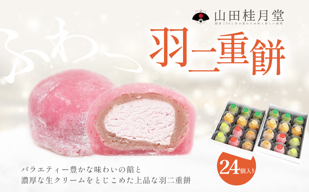 ＜山田桂月堂＞羽二重餅　24個入り 【115P5601】