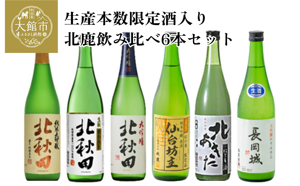 生産本数限定酒入り北鹿飲み比べ6本セット　【155P4002】