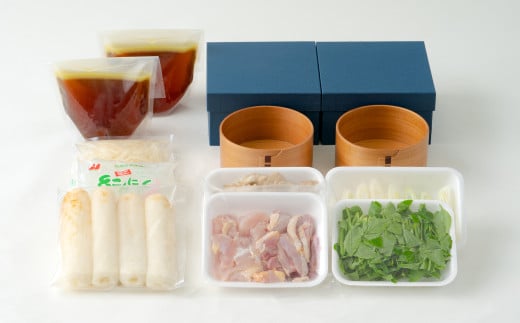 本場大館ベニヤマきりたんぽ鍋セット2人前＆柴田慶信商店曲げわっぱ椀2個セット　550P1501