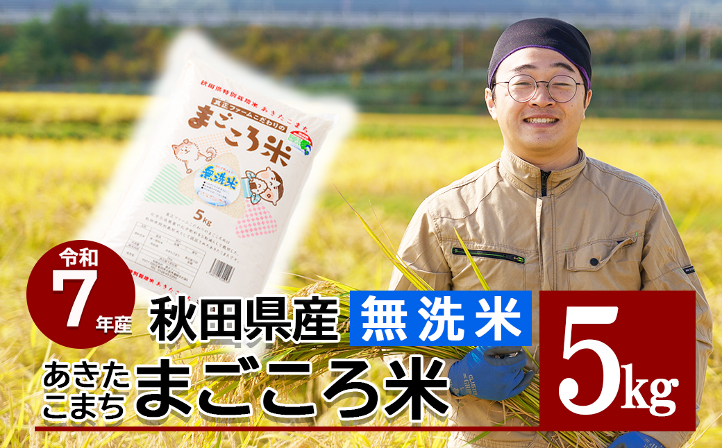 【令和7年産】秋田県特別栽培米あきたこまち「まごころ米（無洗米）」 5kg（5kg×1袋） 75P9205
