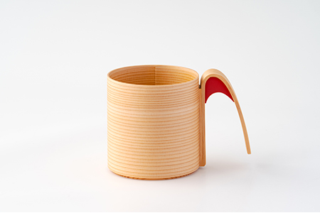 160P6005 【大館曲げわっぱ】マグカップ(朱)