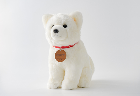 165P7304 秋田犬白毛(鼻黒)ぬいぐるみ　座りＬサイズ