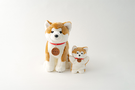 205P7301 秋田犬マサル　ハンドパペット＆ぬいぐるみ　座りＬサイズセット