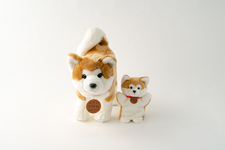 205P7302 秋田犬マサル　ハンドパペット＆ぬいぐるみ　立ちＬサイズセット
