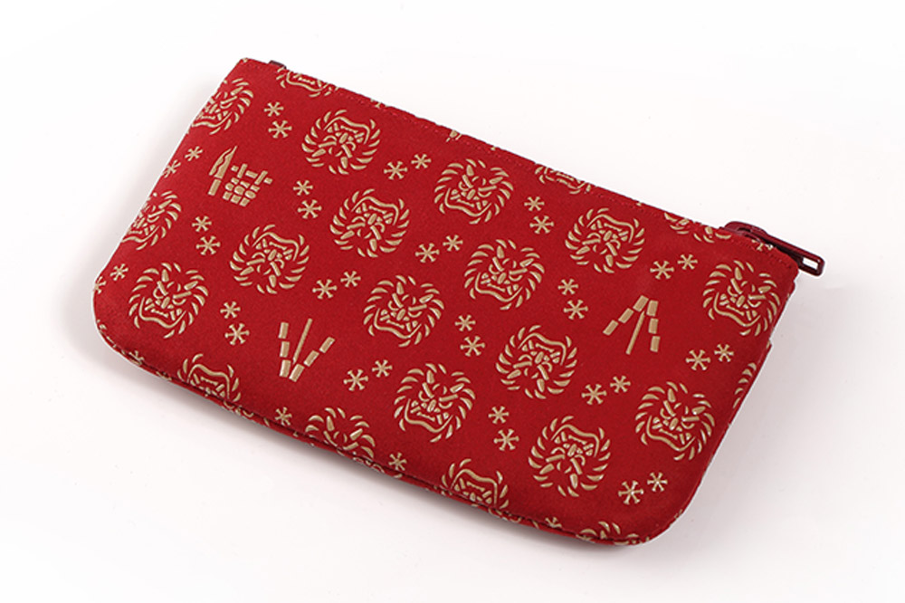 なまはげ館オリジナルデザイン印伝 小銭入れ（ファスナー・赤） 和柄