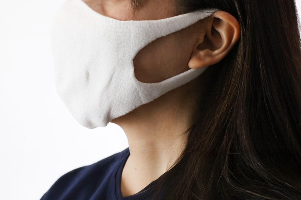 オーガニックコットン使用の洗ってくりかえし使える立体ニットマスク（白）日本製 洗える