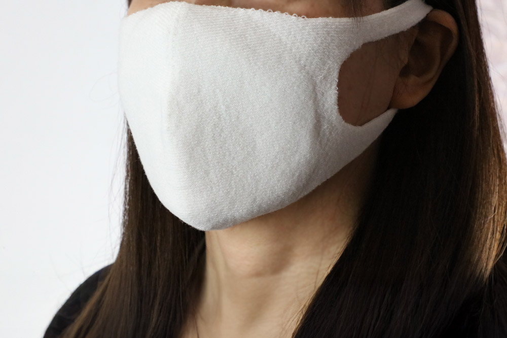 クールマックス使用の洗ってくりかえし使える立体速乾ニットマスク（白）日本製 洗える 吸汗