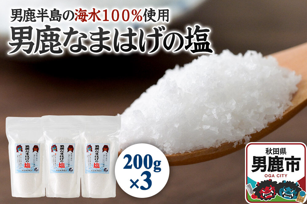 男鹿なまはげの塩 200g×3個セット 塩 秋田県 男鹿市 男鹿工房 [調味料 塩 しお ソルト 海水 秋田 男鹿 国産 料理]