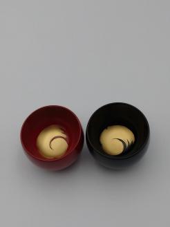 川連漆器 ぐい呑み 蒔絵付 2客組【阿部健吉商店】[B5-5303]