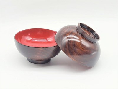 川連漆器 木目汁椀 ペア【佐藤豊八商店】[B5-5801]
