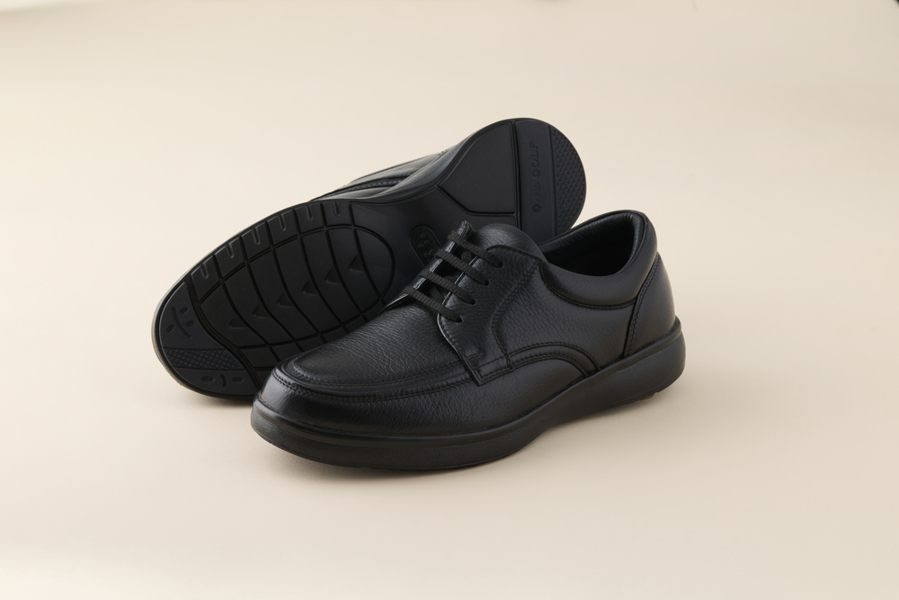 AKIO GOLF 5012 4E BL(クロ) 柔らかい鹿革使用 25.0cm オーソライト エクストラライトラバー付きEVA 黒 靴 シューズ ゴルフ メンズ 鹿革 本革 革靴 紳士靴【（株）アキオ製靴】[F15903-3]