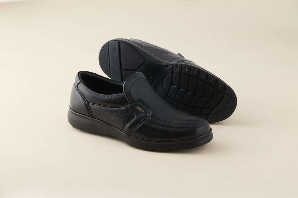 AKIO GOLF 5013 4E BL(クロ) 柔らかい鹿革使用 26.0cm オーソライト エクストラライトラバー付きEVA 黒 靴 シューズ ゴルフ メンズ 鹿革 本革 革靴 紳士靴【（株）アキオ製靴】[F15905-5]