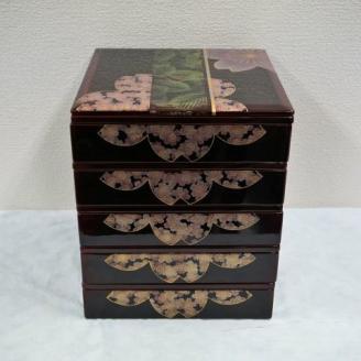 川連漆器 もてなし五段重ね会席【山田漆器店】[F5607]