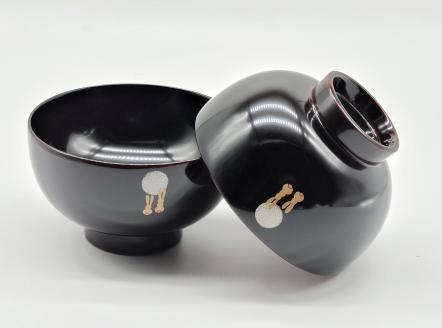 川連漆器 夫婦椀 月見うさぎ【佐藤豊八商店】[H5805]