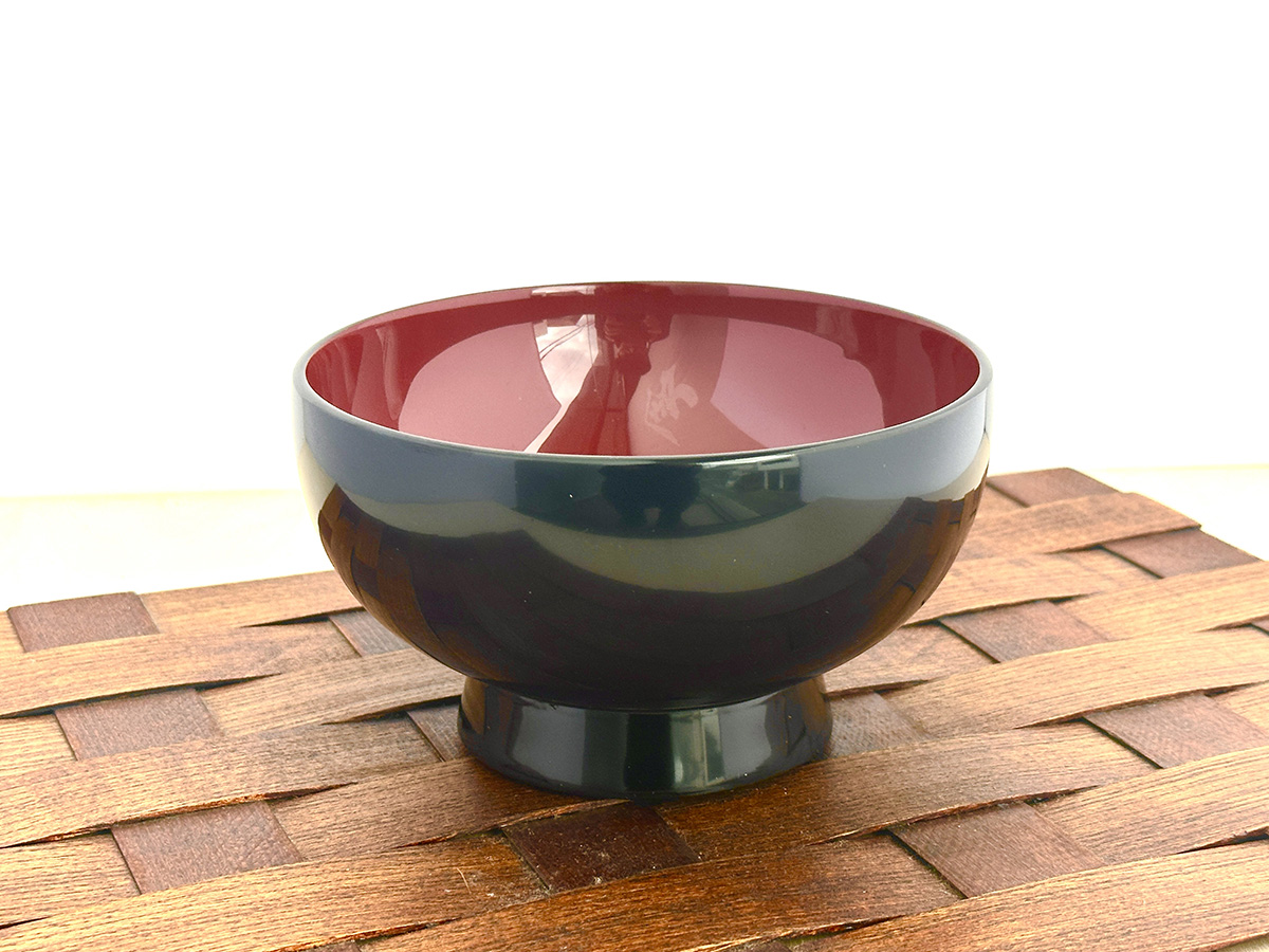 川連漆器 黒内朱 そば椀【(株)佐藤商事】[H2-5503]