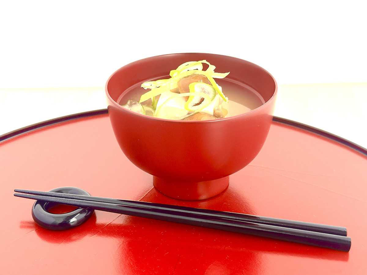 川連漆器 箸付夫婦鉄鉢椀（銀朱・銀溜）紙箱入【(株)佐藤商事】[H8-5501]