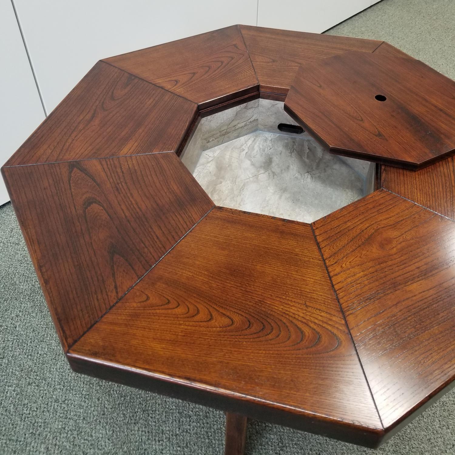 八角火鉢テーブル 机 座卓 ちゃぶ台 火鉢 炉 八角形テーブル ダイニングテーブル アンティーク調 高級 インテリア 家具 レトロ 和モダン 和室【(有)高松木工】[F8801]