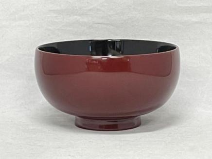 川連漆器 朱うるみ内黒4.4寸椀【佐藤商事】[B5-5502]