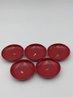 川連漆器 薬味皿野菜5枚組【阿部健吉商店】[C5303]