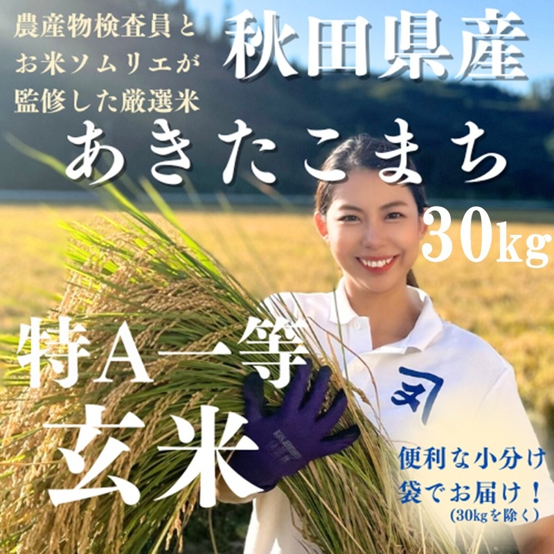 令和7年産 特A 秋田県産 あきたこまち 玄米 30kg 米【(株)鈴木又五郎商店】[P2301]
