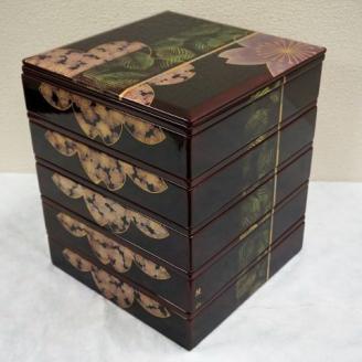 川連漆器 もてなし五段重ね会席【山田漆器店】[F5607]
