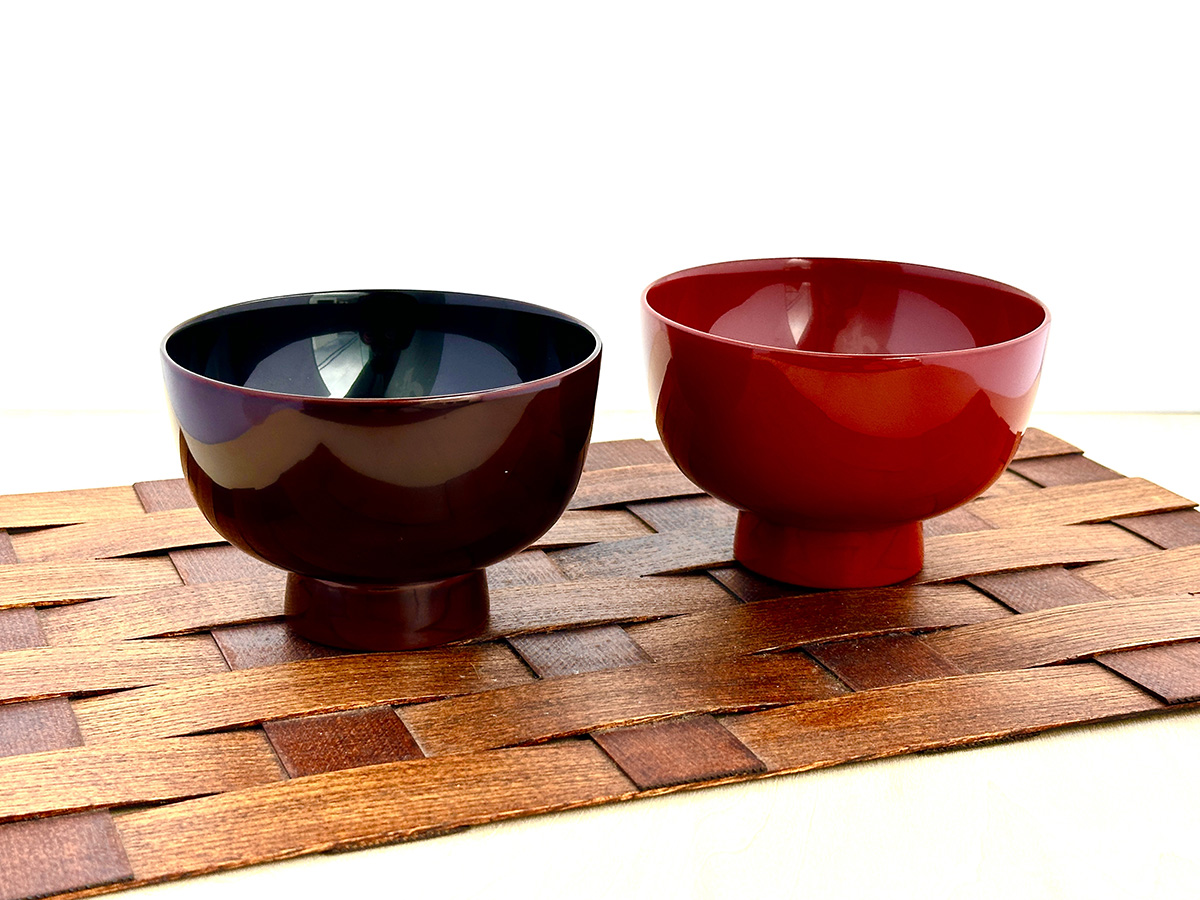 川連漆器 夫婦鉄鉢椀（本溜内黒・皆朱）紙箱入【(株)佐藤商事】[H2-5501]